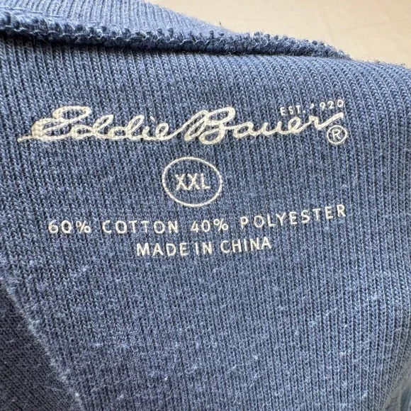 Eddie Bauer Mens XXL Blue Long Sleeve Crewneck Raglan Sweatshirt Pullover - Picture 5 of 7